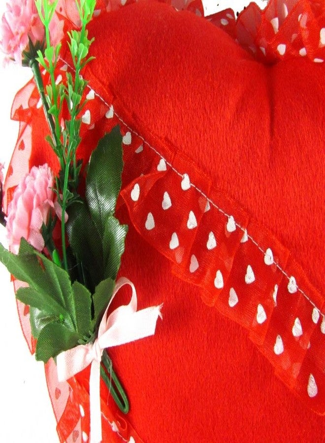 تيكلز لعبة قطيفة ناعمة محشوة على شكل قلب مع وسادة وردة، هدية مثالية للأولاد والبنات في ذكرى الزواج وأعياد الميلاد وعيد الحب (الحجم: 28 سم، اللون: أحمر) - Image 3